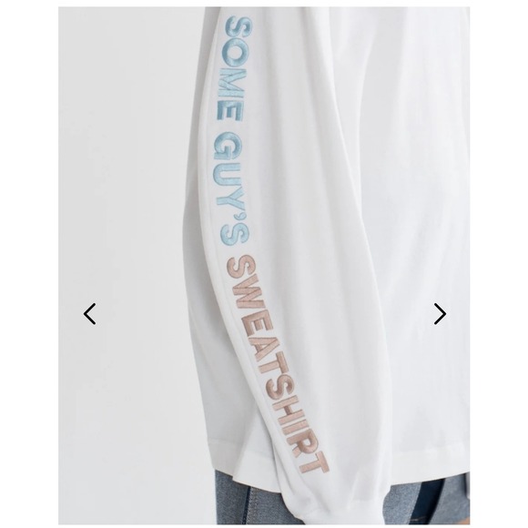 CLAUDIA‎ LI White Long Sleeve Sweatshirt with Gradient Sleeve Text - Picture 3 of 4